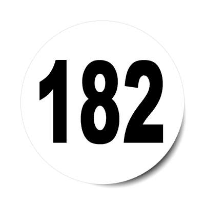 number 182 white black sticker