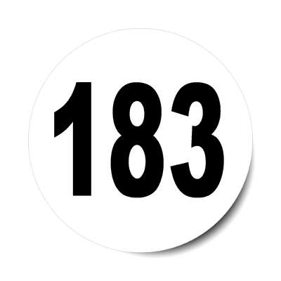 number 183 white black sticker