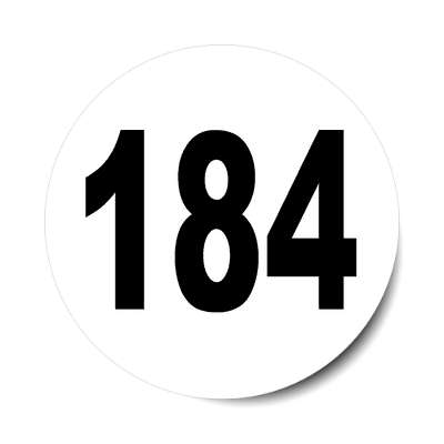 number 184 white black sticker