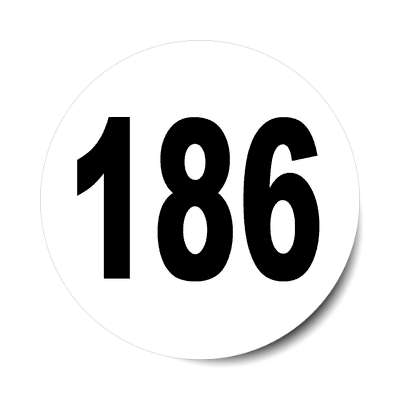 number 186 white black sticker