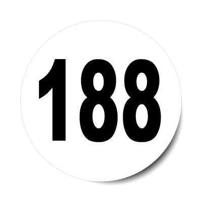 number 188 white black sticker