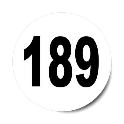 number 189 white black sticker