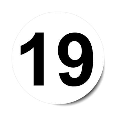 number 19 white black sticker