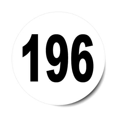 number 196 white black sticker