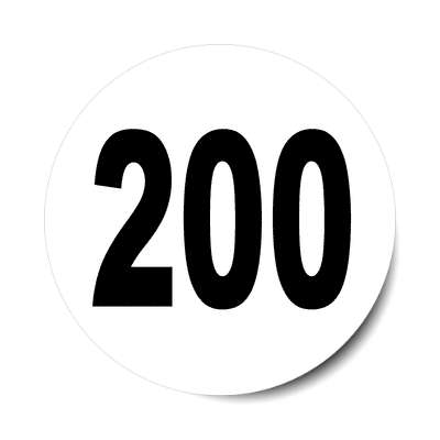 number 200 white black sticker