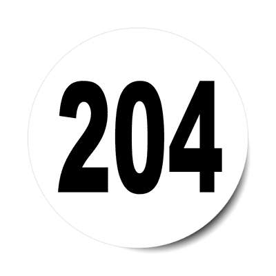 number 204 white black sticker