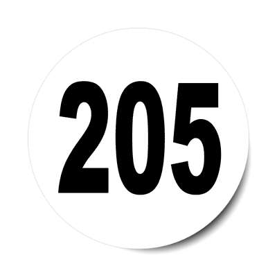 number 205 white black sticker