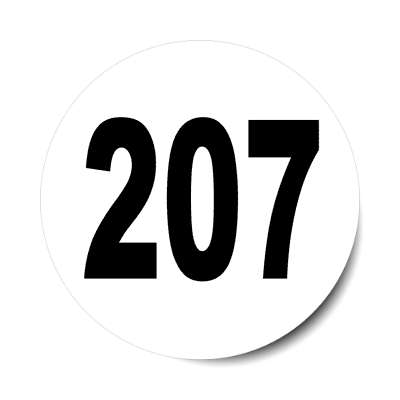 number 207 white black sticker