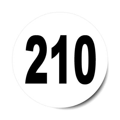 number 210 white black sticker