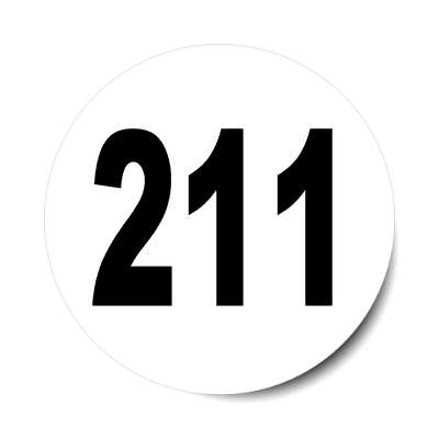 number 211 white black sticker