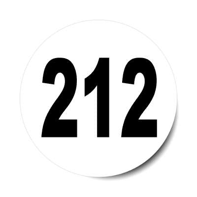 number 212 white black sticker