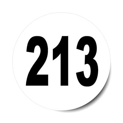 number 213 white black sticker