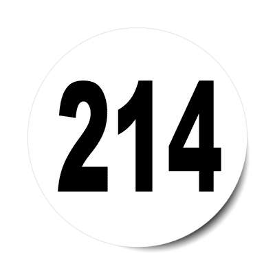 number 214 white black sticker