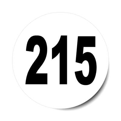 number 215 white black sticker