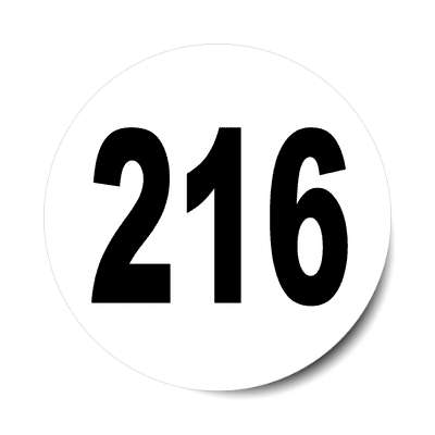 number 216 white black sticker