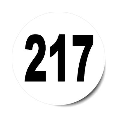 number 217 white black sticker