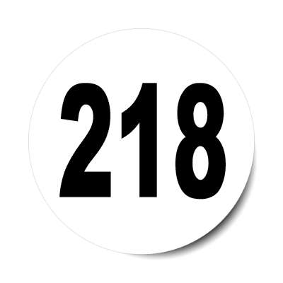 number 218 white black sticker