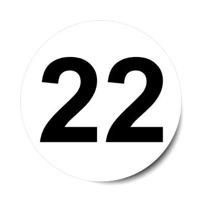 number 22 white black sticker