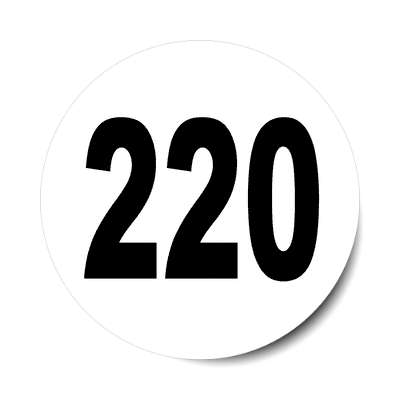 number 220 white black sticker