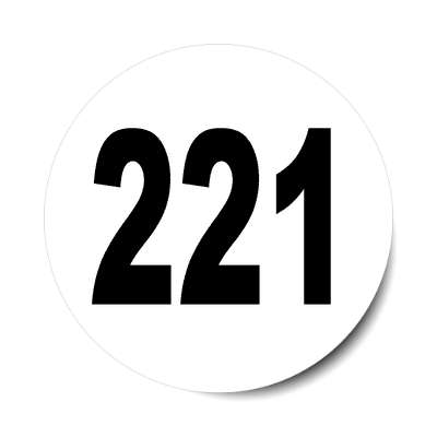 number 221 white black sticker