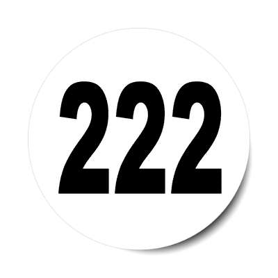 number 222 white black sticker