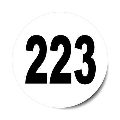 number 223 white black sticker