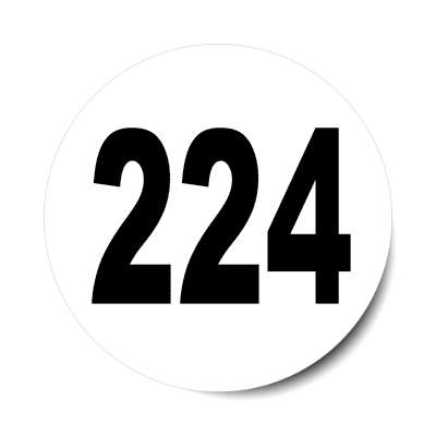 number 224 white black sticker