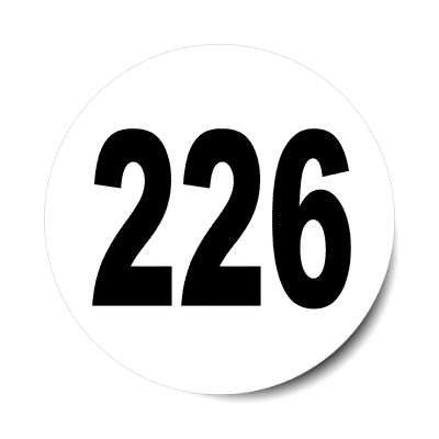 number 226 white black sticker