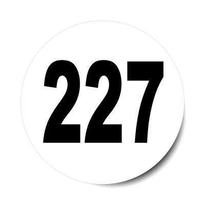 number 227 white black sticker