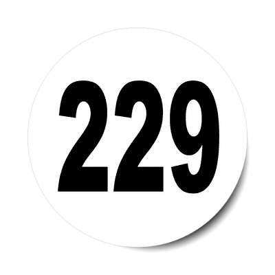 number 229 white black sticker