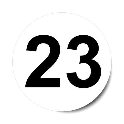 number 23 white black sticker