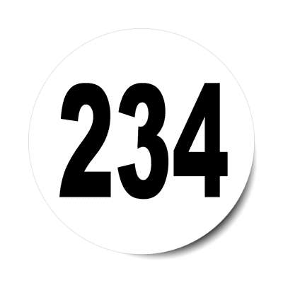 number 234 white black sticker