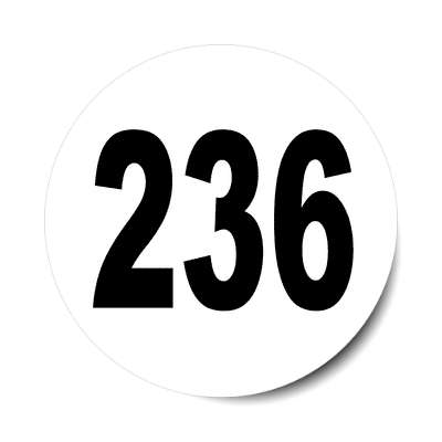 number 236 white black sticker