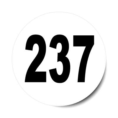 number 237 white black sticker