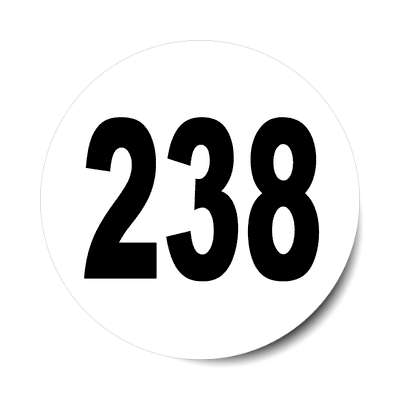 number 238 white black sticker