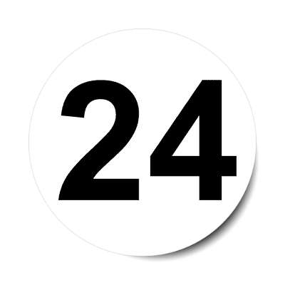 number 24 white black sticker