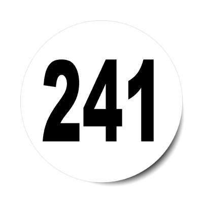 number 241 white black sticker