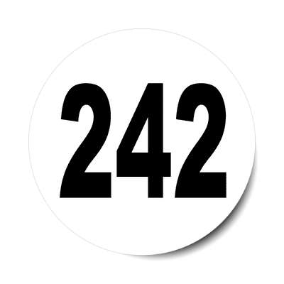 number 242 white black sticker