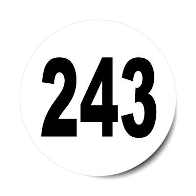 number 243 white black sticker