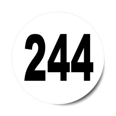 number 244 white black sticker