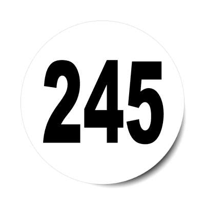 number 245 white black sticker