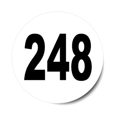 number 248 white black sticker