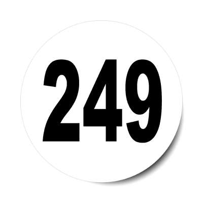 number 249 white black sticker