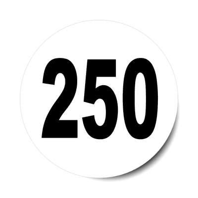 number 250 white black sticker