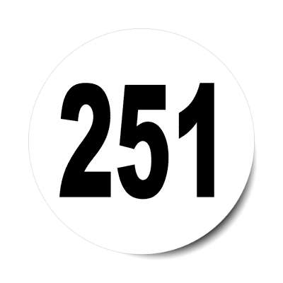 number 251 white black sticker