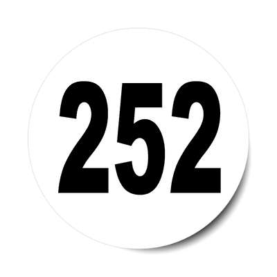 number 252 white black sticker