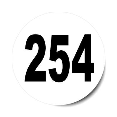 number 254 white black sticker