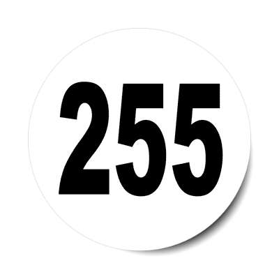 number 255 white black sticker