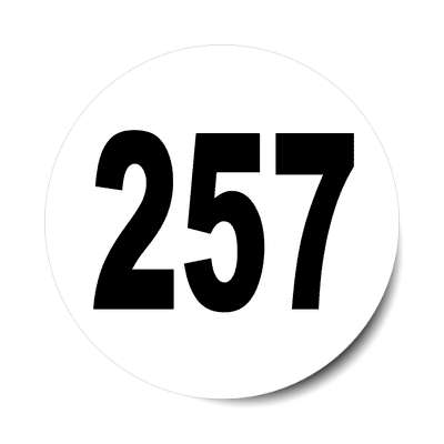 number 257 white black sticker