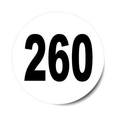 number 260 white black sticker